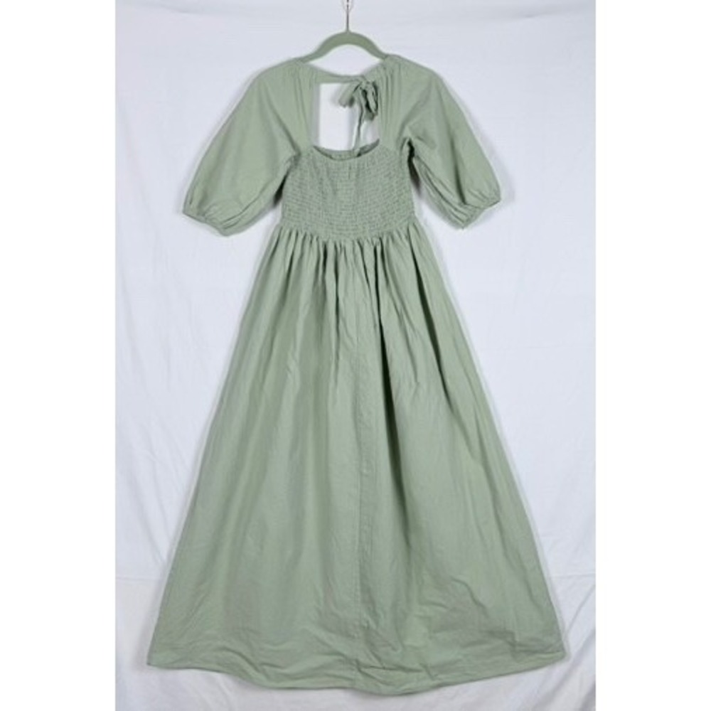Nasty Gal Green Maxi Dress 0 Smocked Puff Sleeve Cottagecore Country - Picture 7 of 11
